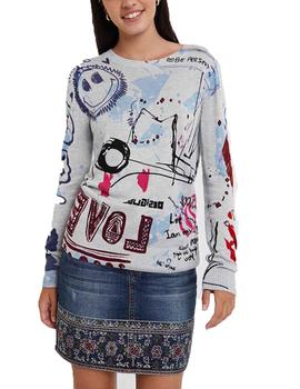 Jersey Desigual Mar Gris/Estampado Mujer