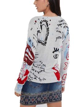 Jersey Desigual Mar Gris/Estampado Mujer