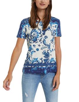 Camiseta Desigual Melian Azul/Crudo Mujer