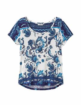 Camiseta Desigual Melian Azul/Crudo Mujer