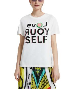 Camiseta Desigual Love Your Self Blanco Mujer