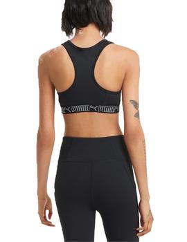 Sujetador Top Puma Mid Impact Elastic Negro Mujer