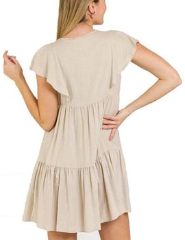 Vestido Naf Naf MC Lpresente Beige Mujer