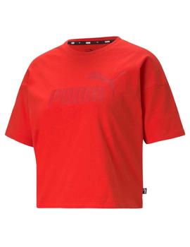 Camiseta Puma ESS Cropped Logo Rojo Mujer