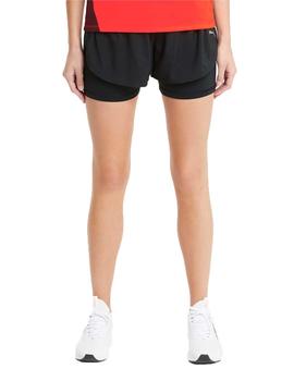 Short Puma Run Favorite Woven 2IN1 Negro Mujer