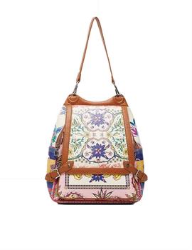 Mochila Desigual Pink Boho Bibury Multicolor Mujer