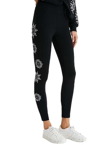 Leggings Mandala Swiss Embro Negro Mujer