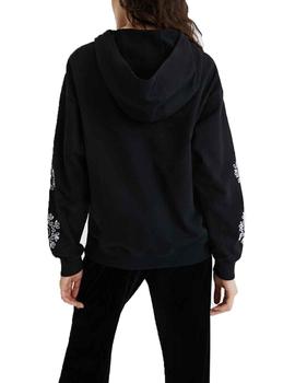 Sudadera Desigual No Zip Swiss Emboide Negro Mujer