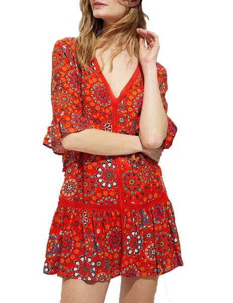 Vestido Desigual Top Java Rojo Mujer