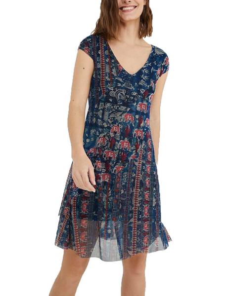 Vestido desigual azul marino sales