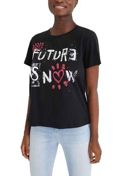 Camiseta Desigual Future Is Now Negro Mujer