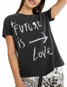 Camiseta Desigual Norte Gris oscuro Mujer