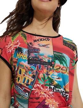 Camiseta Desigual Colombia Rojo Mujer