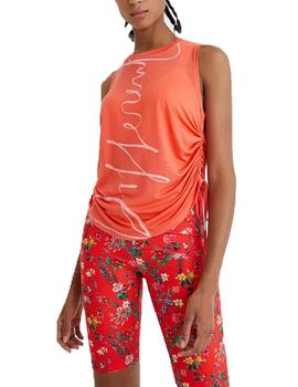 Camiseta Desigual Tank Drawstring Side Coral Mujer