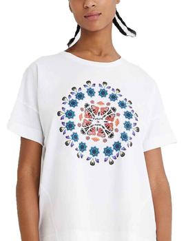 Camiseta Desigual Oversize Galatic Now Blanc Mujer