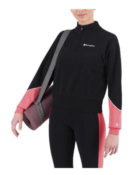 Sudadera Champion Half Zip Negro/Coral Mujer