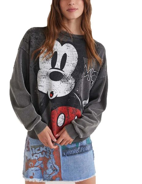 demanda Y así semáforo Sudadera Desigual Mickey Gris Mujer