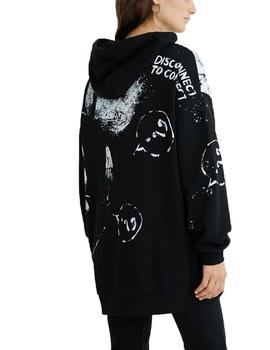 Sudadera Desigual Big Mickey Negro/Blanco Mujer