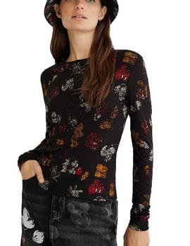 Camiseta Desigual Mickey Lovers ML Negro Mujer