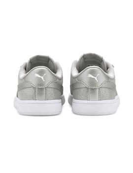 Zapatillas Puma Smash v2 Gris Plata Niña