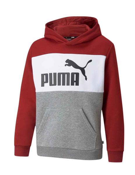 Sudadera Puma ESS+ Colorblock Granate/Bco/Gs Niño