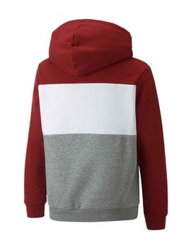 Sudadera Puma ESS+ Colorblock Granate/Bco/Gs Niño