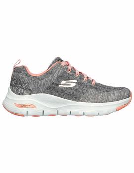 Zapatillas Skechers Arch Fit Comfy Wave Gris Mujer