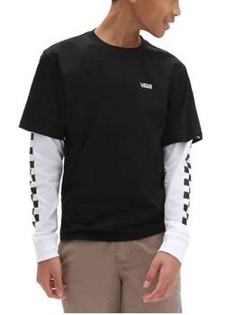 Camiseta Vans Niño Long Check Twofer Negro