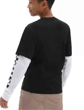 Camiseta Vans Niño Long Check Twofer Negro