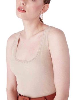 Camiseta Naf Naf Canale SM Beige Mujer