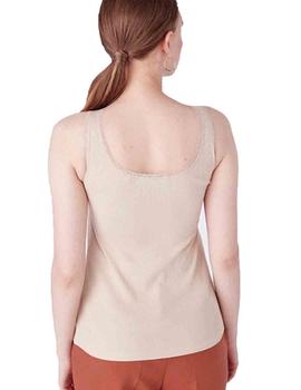 Camiseta Naf Naf Canale SM Beige Mujer