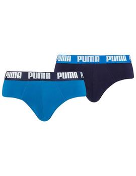 Calzoncillos Puma Slip Basic Brief 2P Mno/Az Hombr