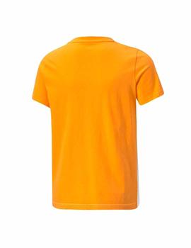 Camiseta Puma ESS+ Colorblock Naranja/Neg/Bco Niño