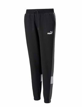 Pantalon Puma ESS  Colorblock Negro/Gris/Bco Niño