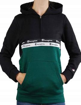 Sudadera Champion Half Zip Verde/Negro Niño