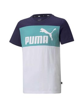 Camiseta Puma ESS+ Colorblock Mno/Verde/Bco Niño