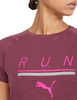 Camiseta Puma Run 5K Logo Vino Mujer