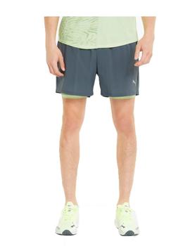 Pantalon corto Puma Run 2IN1 5' Gris/Verde Hombre