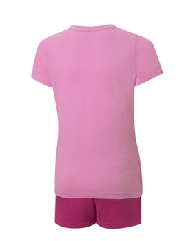 Set Puma Logo Tee & Shorts Magenta Niña