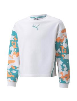 Sudadera Puma Alpha Crew Blanco/Multicolor Niña