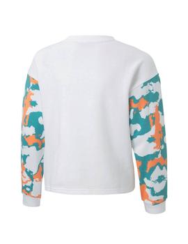 Sudadera Puma Alpha Crew Blanco/Multicolor Niña