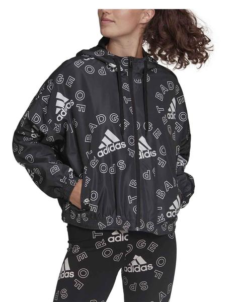 Cortavientos Adidas W BLUV Q1 Negro Blanco Mujer