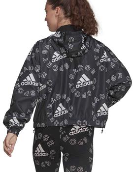 Cortavientos Adidas W BLUV Q1 Negro/Blanco Mujer