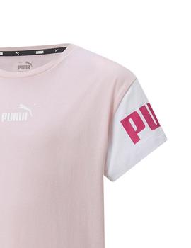 Camiseta Puma Power Colorblock Rosa/Bco Niña