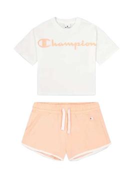 Set Champion Corto Blanco/Salmon Niña