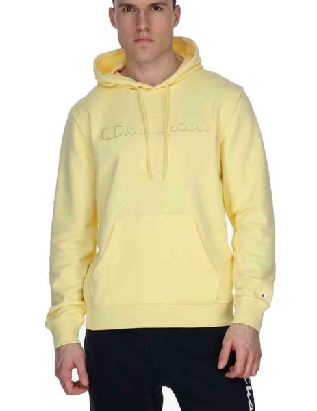 Cosquillas Panorama gerente Sudadera Champion script Logo amarillo hombre