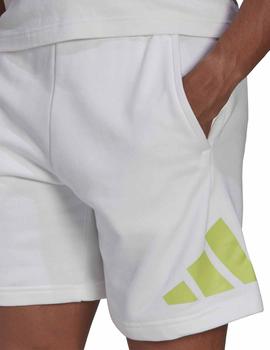 Pantalon corto Adidas M FI 3BAR Blanco/Verd Hombre