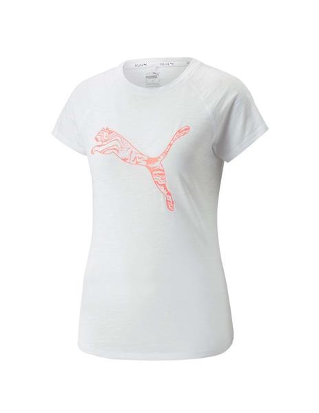 Camiseta Puma Run Logo SS Blanco Mujer