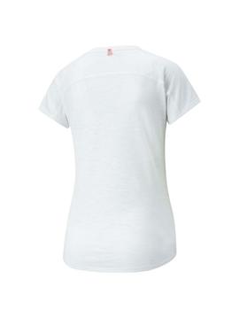 Camiseta Puma Run Logo SS Blanco Mujer