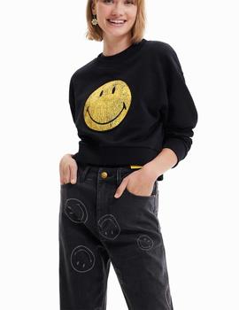 Sudadera Desigual Smiley Negro Mujer